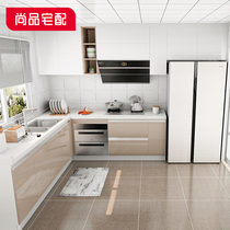 Shangpin home delivery Kitchen cabinet customization Overall quartz stone countertop open champagne gold kitchen decoration assembly