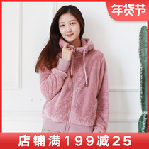 Outdoor fleece womens cardigan double-sided velvet hooded jacket casual soft shell assault thick warm plush jacket
