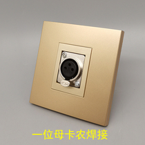 Champagne gold one female XLR seat microphone Xlr female gold three-hole three-core cannon welding microphone socket