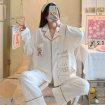 2022 New sleepwear womens spring autumn season long sleeves pure cotton can be worn out of two suit net red exploits home in summer