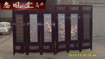 Mei Lan bamboo chrysanthemum copper relief six fold screen mahogany floor screen partition Chinese living room hotel clubhouse ornaments