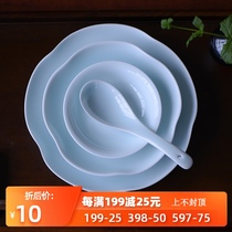 Jingdezhen ceramic tableware set new Chinese Bowl plate household dish high temperature porcelain celadon tableware dish plate for one person