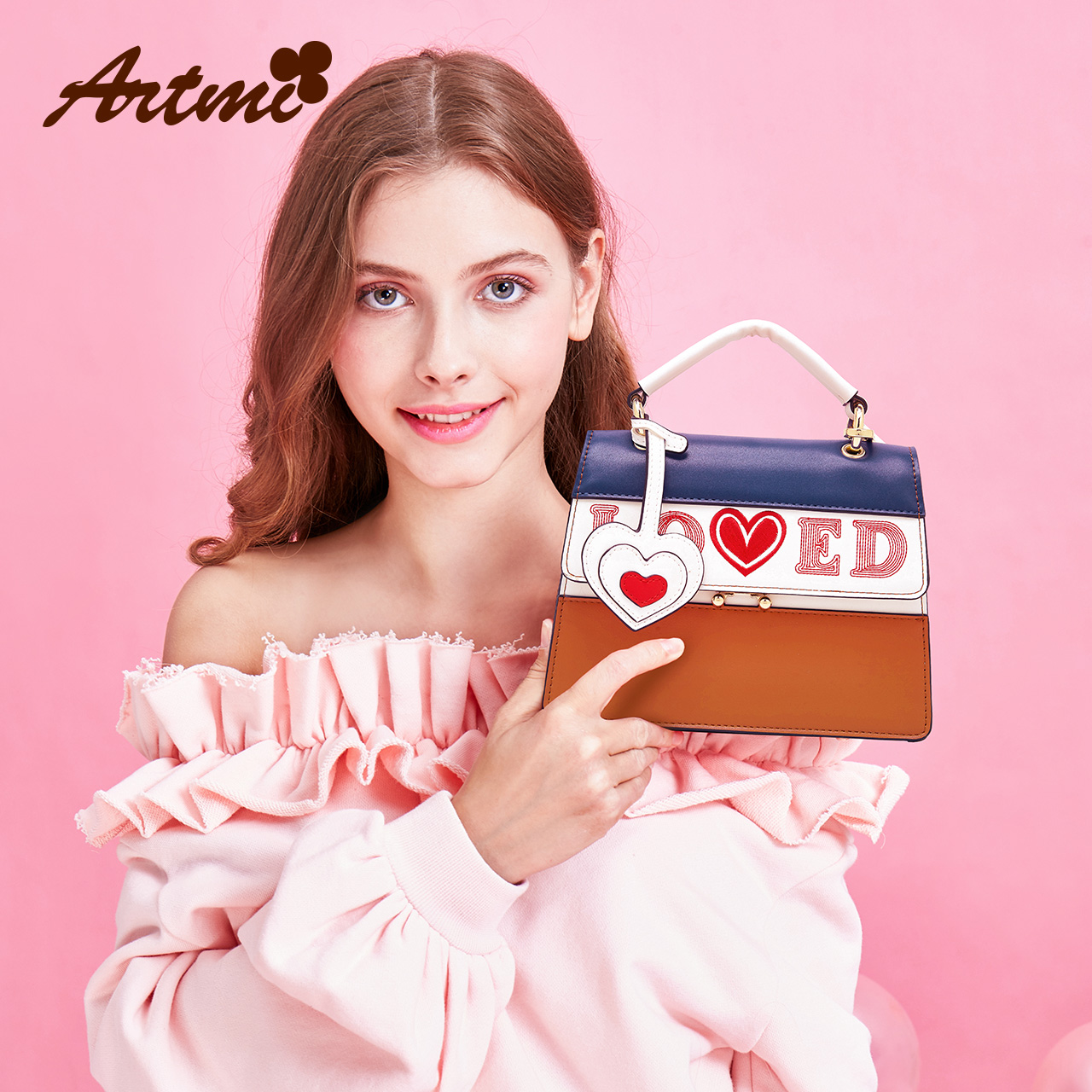 Artemis women's bag 2019 new fashion Korean version of autumn collision color handbag single shoulder broadband oblique straddle Bag Girl