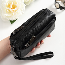 Genuine Leather Zero Money Hand Grab Bag Womens Bull Leather Can Put Mobile Phone Big Capacity Moms Wrist Bag Multilayer Zip Zero Wallet