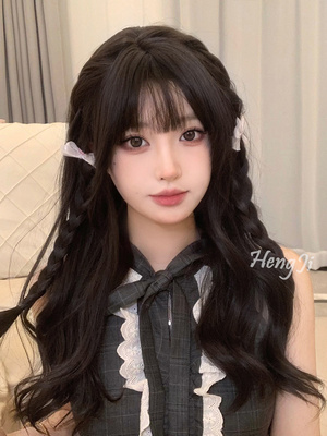 taobao agent Humming wig female long hair Korean big wave long curly hair round face lolita naturally realistic full head wig