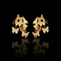 Group Butterfly Dance Spring Day Matching Fairy Air Flutter Girl 925 Silver Butterfly Earrings Accessories Hanfu Accessories Gilded Gold Plated Gold Plated Gold