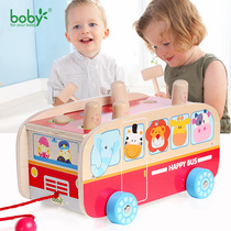 Wooden bus car playing gopher banging table table game Tapping table Baby 1-2-3 years old childrens educational toys