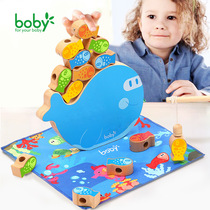 boby children beading early education educational multi-function toy wooden baby stacking music fishing game wearing rope