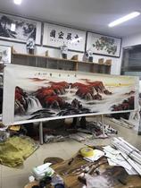 Taishan sunrise fortune Chinese painting Calligraphy painting Rising sun East rising Landscape painting Feng Shui painting Red Mountain living room decoration painting