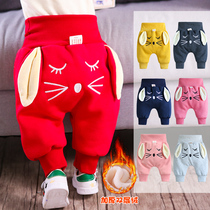Baby Pants Winter Clothing Thickened Baby Pants Girl big PP pants High waist and sweatpants Three layers clip cotton Garveled childrens pants