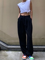19Club summer new original high girl comfortable loose high waist straight tube thin mopping floor multi-color trousers