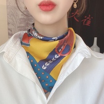 New silk scarf womens small square scarf Korean fashion versatile scarf professional scarf Neck gauze scarf headband hairband