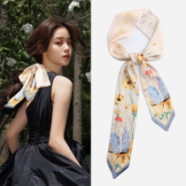 New silk scarf hairband womens summer ribbon belt small long tie hair tie bag with shirt niche spring and autumn thin section