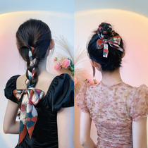 Forbidden City Hawthorn Red Retro French Bow Scarf Advanced Hair Band Female Braided Hair Strip Ribbon Korean Tie Hair