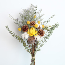 Dried flower bouquet Real flower Eucalyptus cotton rose small daisies Small fresh ins living room home decoration DIY ornaments