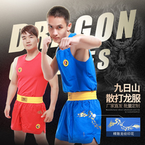 Jiuershan Sanda Suit Mens and Womens Competition Wushu Sanda Training Costume Dragon Shorts Boxing Suit Muay Thai Performance Clothing