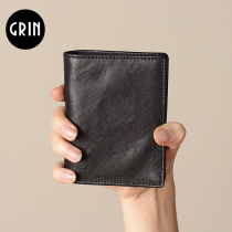 Wallet Men Short leather Genuine Leather Youth Head Layer Cow Leather Handmade Wallet CORPORATE BODY BAG MINI VERTICAL Small Leather Wallet minimalist