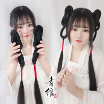 Qingwan Hanfu recovery Tang Feng girl Tan collar wig hair bag comb wig one novice hand remnant party hair bun
