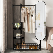 Mobile luxury luxury coat rack living room houseclothesBedroom floor-style hanger frame with mirror