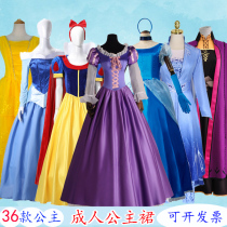 Frozen Princess Snow Long Hair Aisana Sleeping Beauty Mermaid Cinderella Adult Dress