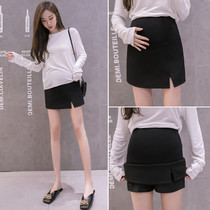 2021 pregnant womens autumn new fake two-piece hip split a-line skirt pregnant womens autumn fashion short skirt skirt