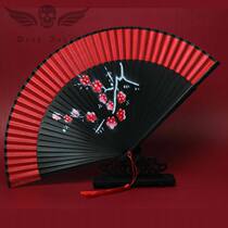 Chinese style classical carry-on red folding fan dance all bamboo small fan female Japanese dance cheongsam national tide Han costume