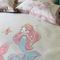  Ice silk mat three-piece mermaid cartoon household mat can be washed and foldable summer summer 1 2 meters 1 5