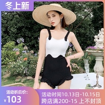 Fashion gathering small chest one-piece swimsuit female summer cover belly thin Korean ins ins conservative swimsuit 2021 new hot spring