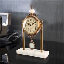 European-style light luxury metal clock living room silent desk clock table watch ornaments home large American decorative clock