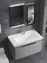 Toilet wall-mounted washbasin bathroom cabinet integrated ceramic basin wash basin rock board small apartment simple wash pool