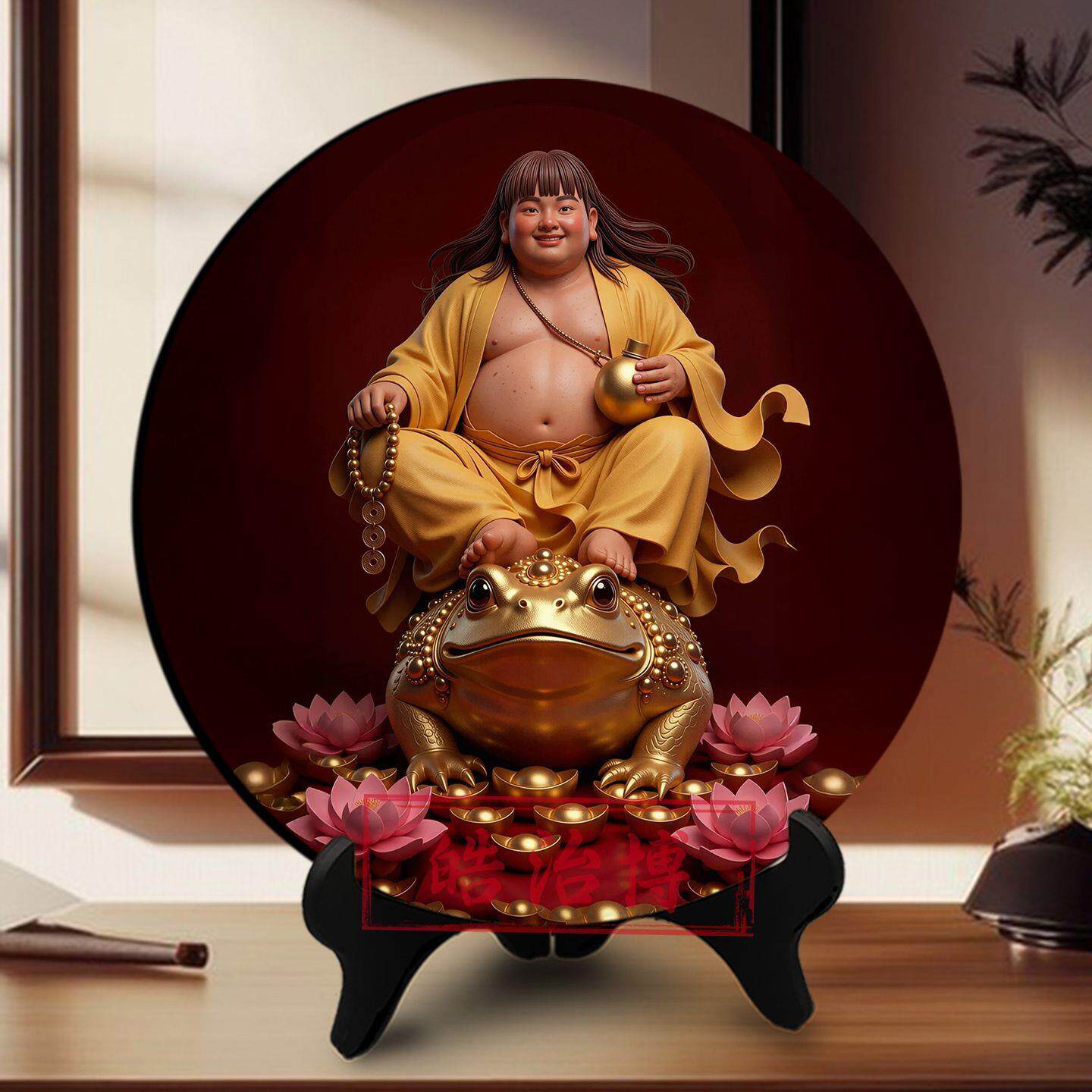 中国　陶板　古月軒　劉海戯金蟾　染付　額装　送料込み250322 中国民間版画「劉海戯金蟾」（門画） | コレクション | 印刷博物館