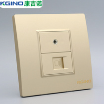 Champagne 86 Type Computer Audio Socket Super Five Type Network Wire Outlet AV3 5 Headphone Panel Golden Network Headphones