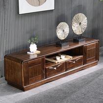 New Chinese style black walnut solid wood TV cabinet small household living room set up modern simple combination floor cabinet