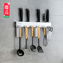 Kitchen shelf 304 stainless steel multi-function hook tool holder Simple wall-mounted without drilling