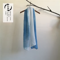 Tie-dyed silk scarf scarf 100% mulberry silk Yunnan Dali Bai handmade blue dyed Banlangen grass and wood dyed silk scarf female