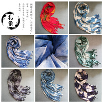 Yunnan tie-dyed scarves men and women Dali Bai handmade blue dyed ethnic cotton and linen large scarf shawl dual-use spring and summer
