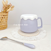 High value cream cup girl cute with lid spoon oatmeal breakfast cup hipster ceramic mug water cup customized