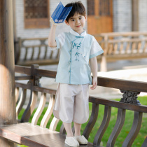 Childrens Hanfu Boy summer dress Baby Chinese style Tang dress Childrens summer suit National style thin short-sleeved ancient dress