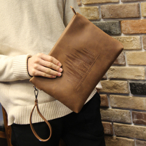 Hong Kong I Tgreg mens bag square hand grabbing bag for mens large capacity hand holding bag letter enveloping soft leather casual clamping bag
