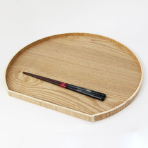  :Made in Japan natural wooden lacquerware Log color handmade half-moon-shaped kaiseki tray Tea tray