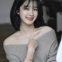 Yujun Jewelry 18K gold smile diamond necklace Double clavicle chain k gold color gold true diamond clavicle chain pendant