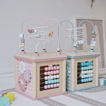 Around Pearl Bagel Boxes Nunukids Multifunction String Beads Busy Box Shape Pairing Children Early Education Puzzle Toys