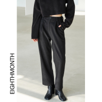 EIGHTHMONTH high waisted woolen pants women autumn and winter pants loose wide leg pants straight pants woolen suit pants