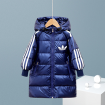Anti-season promotion Childrens down clothes in the middle of the girls long style Knee Boy Tide Suit Thickened free of washing CUHK Childrens winter