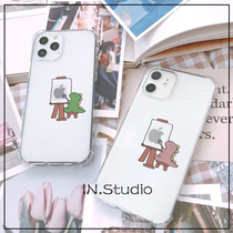 INstudio spring and summer Korean designer brand AKAN cartoon dinosaur printed transparent phone case 2 colors