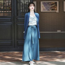 Chinese tea suit Songhai sweater clothing spring and summer han han element daily improved Song trousers commuter suit