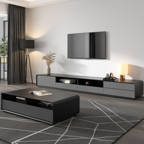  Simple modern TV cabinet coffee table combination Nordic TV cabinet black gray household living room small apartment floor cabinet