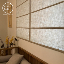 Japanese linen Roman curtain lifting curtain modern simple cotton linen window shading Chinese folding shade customization