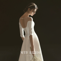 Mantingfang satin light wedding dress 2021 new bride (Du Li Le)fishtail temperament French simple dress