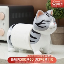 Desktop roll paper towel holder cartoon tissue box creative table coffee table kitchen roll holder cute cat tissue holder